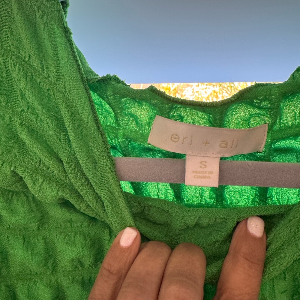 Emerald Puff Sleeve Women's Anthropologie Blouse - Picture 5 of 6